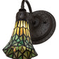 Meyda Lighting Stained Glass Pond Lily 6" Oil Rubbed Bronze Wall Sconce With Green Shade Glass