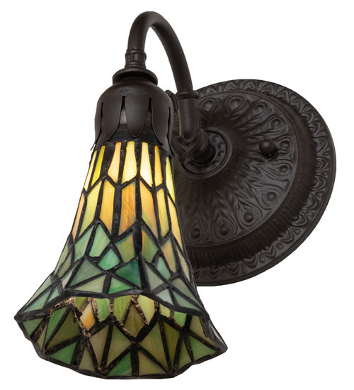 Meyda Lighting Stained Glass Pond Lily 6" Oil Rubbed Bronze Wall Sconce With Green Shade Glass