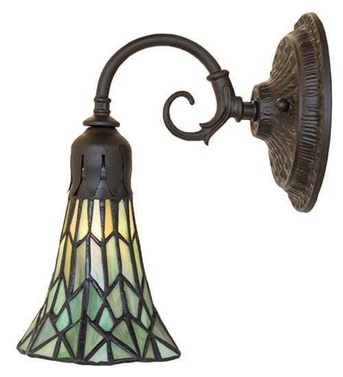 Meyda Lighting Stained Glass Pond Lily 6" Oil Rubbed Bronze Wall Sconce With Green Shade Glass