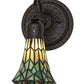 Meyda Lighting Stained Glass Pond Lily 6" Oil Rubbed Bronze Wall Sconce With Green Shade Glass