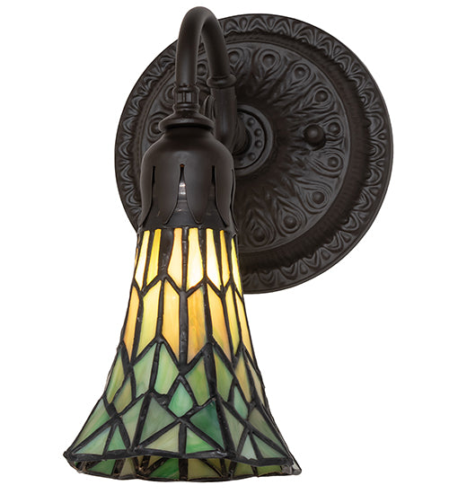 Meyda Lighting Stained Glass Pond Lily 6" Oil Rubbed Bronze Wall Sconce With Green Shade Glass