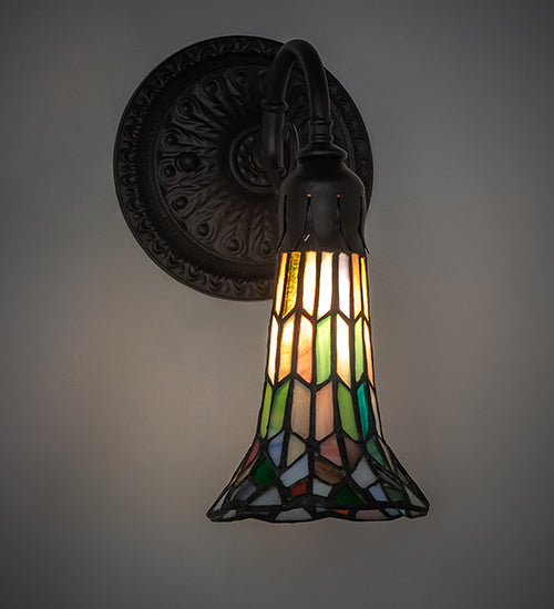 Meyda Lighting Stained Glass Pond Lily 6" Oil Rubbed Bronze Wall Sconce With Multi-Colored Shade Glass