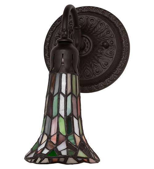 Meyda Lighting Stained Glass Pond Lily 6" Oil Rubbed Bronze Wall Sconce With Multi-Colored Shade Glass