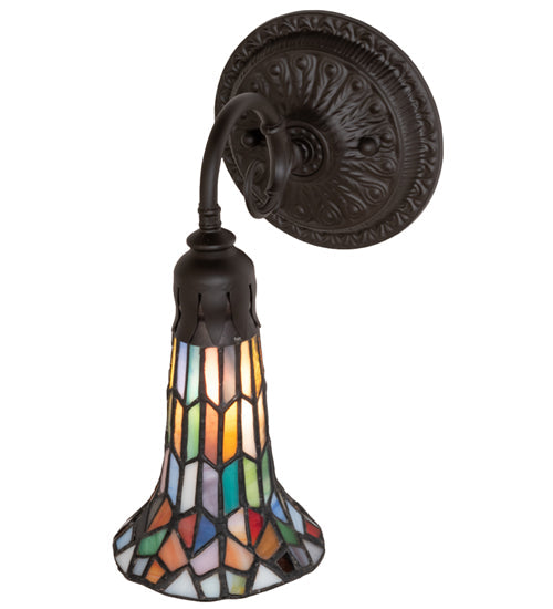 Meyda Lighting Stained Glass Pond Lily 6" Oil Rubbed Bronze Wall Sconce With Multi-Colored Shade Glass