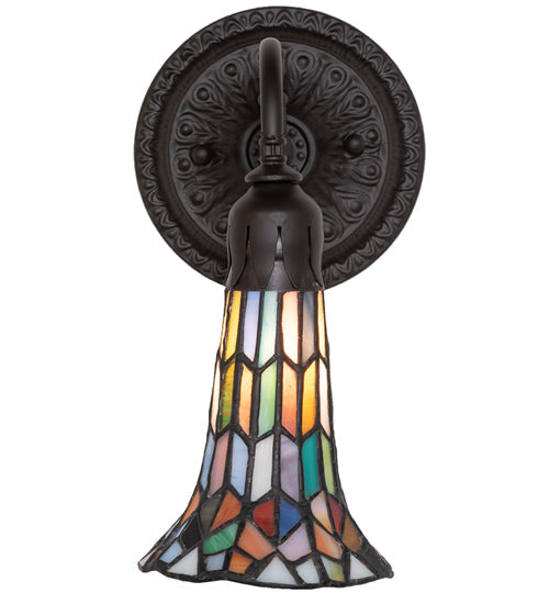 Meyda Lighting Stained Glass Pond Lily 6" Oil Rubbed Bronze Wall Sconce With Multi-Colored Shade Glass