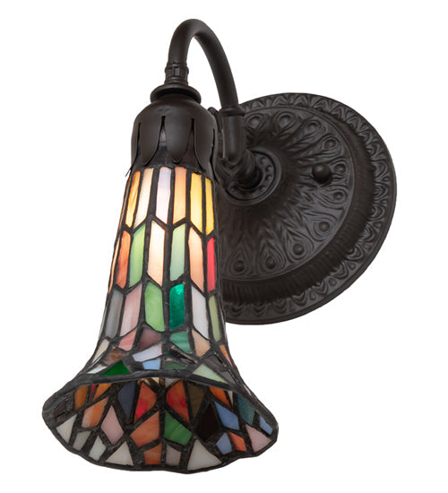 Meyda Lighting Stained Glass Pond Lily 6" Oil Rubbed Bronze Wall Sconce With Multi-Colored Shade Glass