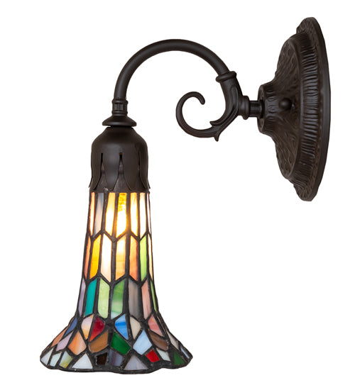 Meyda Lighting Stained Glass Pond Lily 6" Oil Rubbed Bronze Wall Sconce With Multi-Colored Shade Glass