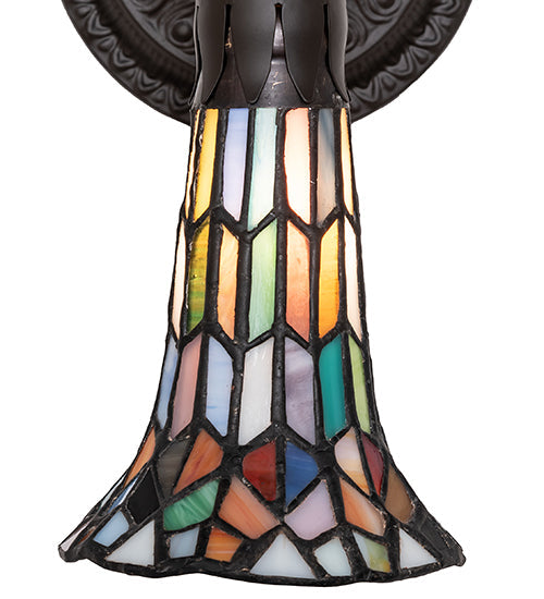 Meyda Lighting Stained Glass Pond Lily 6" Oil Rubbed Bronze Wall Sconce With Multi-Colored Shade Glass