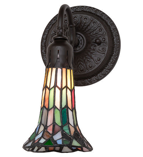 Meyda Lighting Stained Glass Pond Lily 6" Oil Rubbed Bronze Wall Sconce With Multi-Colored Shade Glass