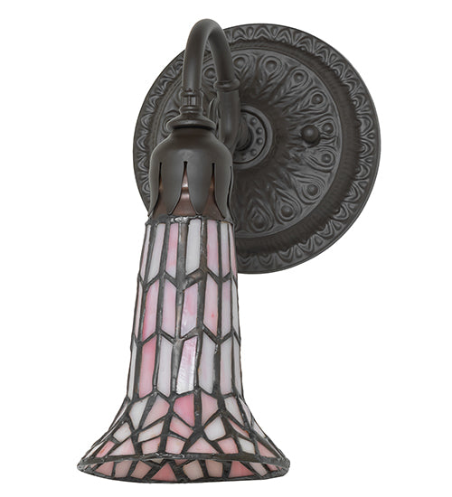 Meyda Lighting Stained Glass Pond Lily 6" Oil Rubbed Bronze Wall Sconce With Pink Art Shade Glass