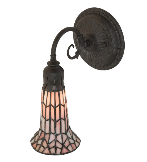 Meyda Lighting Stained Glass Pond Lily 6" Oil Rubbed Bronze Wall Sconce With Pink Art Shade Glass