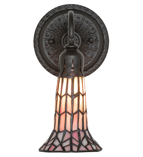 Meyda Lighting Stained Glass Pond Lily 6" Oil Rubbed Bronze Wall Sconce With Pink Art Shade Glass