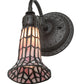 Meyda Lighting Stained Glass Pond Lily 6" Oil Rubbed Bronze Wall Sconce With Pink Art Shade Glass