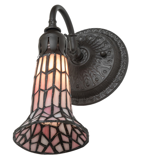 Meyda Lighting Stained Glass Pond Lily 6" Oil Rubbed Bronze Wall Sconce With Pink Art Shade Glass