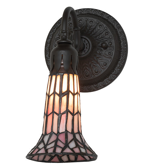 Meyda Lighting Stained Glass Pond Lily 6" Oil Rubbed Bronze Wall Sconce With Pink Art Shade Glass