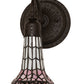 Meyda Lighting Stained Glass Pond Lily 6" Oil Rubbed Bronze Wall Sconce With Pink & White Art Shade Glass