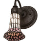 Meyda Lighting Stained Glass Pond Lily 6" Oil Rubbed Bronze Wall Sconce With Pink & White Art Shade Glass