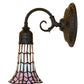 Meyda Lighting Stained Glass Pond Lily 6" Oil Rubbed Bronze Wall Sconce With Pink & White Art Shade Glass