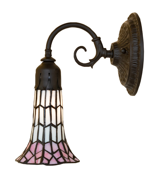 Meyda Lighting Stained Glass Pond Lily 6" Oil Rubbed Bronze Wall Sconce With Pink & White Art Shade Glass