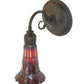 Meyda Lighting Stained Glass Pond Lily 6" Oil Rubbed Bronze Wall Sconce With Red Art Shade Glass