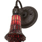 Meyda Lighting Stained Glass Pond Lily 6" Oil Rubbed Bronze Wall Sconce With Red Art Shade Glass