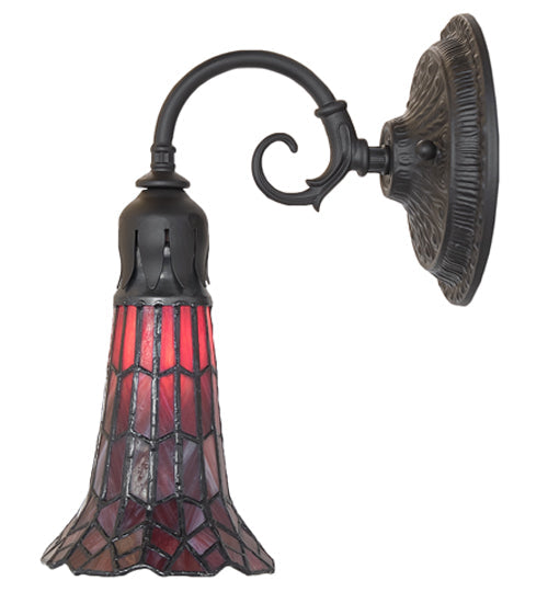 Meyda Lighting Stained Glass Pond Lily 6" Oil Rubbed Bronze Wall Sconce With Red Art Shade Glass