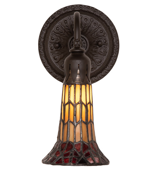 Meyda Lighting Stained Glass Pond Lily 6" Oil Rubbed Bronze Wall Sconce With Red & Yellow Shade Glass