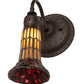 Meyda Lighting Stained Glass Pond Lily 6" Oil Rubbed Bronze Wall Sconce With Red & Yellow Shade Glass