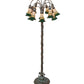 Meyda Lighting Stained Glass Pond Lily 61" 12-Light Bronze Floor Lamp With Amber & Green Shade Glass