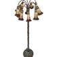 Meyda Lighting Stained Glass Pond Lily 61" 12-Light Bronze Floor Lamp With Yellow & Red Shade Glass