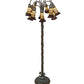 Meyda Lighting Stained Glass Pond Lily 61" 12-Light Bronze Floor Lamp With Yellow & Red Shade Glass