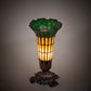Meyda Lighting Stained Glass Pond Lily 8" Mahogany Bronze Victorian Accent Table Lamp With Amber & Green Shade Glass