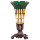 Meyda Lighting Stained Glass Pond Lily 8" Mahogany Bronze Victorian Accent Table Lamp With Amber & Green Shade Glass