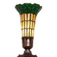Meyda Lighting Stained Glass Pond Lily 8" Mahogany Bronze Victorian Accent Table Lamp With Amber & Green Shade Glass