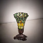 Meyda Lighting Stained Glass Pond Lily 8" Mahogany Bronze Victorian Accent Table Lamp With Green Shade Glass