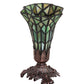Meyda Lighting Stained Glass Pond Lily 8" Mahogany Bronze Victorian Accent Table Lamp With Green Shade Glass