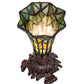 Meyda Lighting Stained Glass Pond Lily 8" Mahogany Bronze Victorian Accent Table Lamp With Green Shade Glass