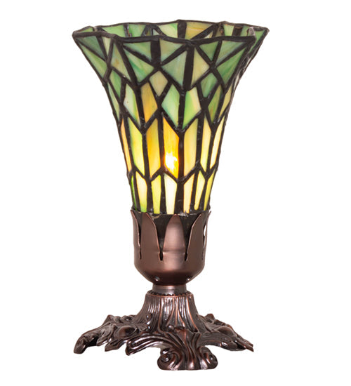 Meyda Lighting Stained Glass Pond Lily 8" Mahogany Bronze Victorian Accent Table Lamp With Green Shade Glass