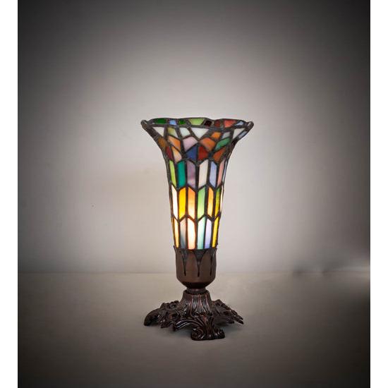 Meyda Lighting Stained Glass Pond Lily 8" Mahogany Bronze Victorian Accent Table Lamp With Multi-Colored Shade Glass