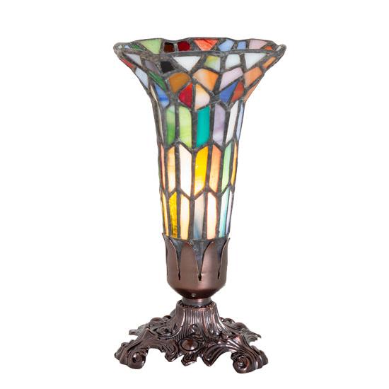 Meyda Lighting Stained Glass Pond Lily 8" Mahogany Bronze Victorian Accent Table Lamp With Multi-Colored Shade Glass