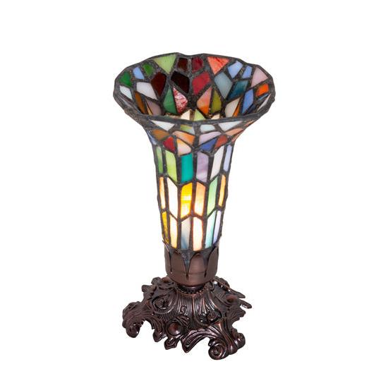 Meyda Lighting Stained Glass Pond Lily 8" Mahogany Bronze Victorian Accent Table Lamp With Multi-Colored Shade Glass