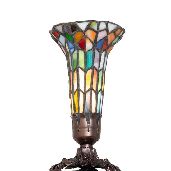 Meyda Lighting Stained Glass Pond Lily 8" Mahogany Bronze Victorian Accent Table Lamp With Multi-Colored Shade Glass