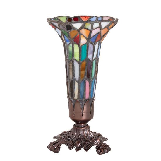 Meyda Lighting Stained Glass Pond Lily 8" Mahogany Bronze Victorian Accent Table Lamp With Multi-Colored Shade Glass
