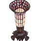 Meyda Lighting Stained Glass Pond Lily 8" Mahogany Bronze Victorian Accent Table Lamp With Pink Shade Glass