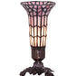 Meyda Lighting Stained Glass Pond Lily 8" Mahogany Bronze Victorian Accent Table Lamp With Pink Shade Glass