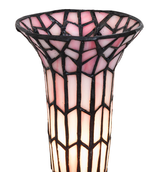 Meyda Lighting Stained Glass Pond Lily 8" Mahogany Bronze Victorian Accent Table Lamp With Pink Shade Glass