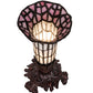 Meyda Lighting Stained Glass Pond Lily 8" Mahogany Bronze Victorian Accent Table Lamp With Pink & White Shade Glass