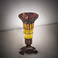 Meyda Lighting Stained Glass Pond Lily 8" Mahogany Bronze Victorian Accent Table Lamp With Red & Yellow Shade Glass
