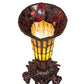 Meyda Lighting Stained Glass Pond Lily 8" Mahogany Bronze Victorian Accent Table Lamp With Red & Yellow Shade Glass