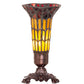 Meyda Lighting Stained Glass Pond Lily 8" Mahogany Bronze Victorian Accent Table Lamp With Red & Yellow Shade Glass